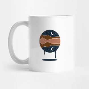 Minimal melting art with moon light and river Mug